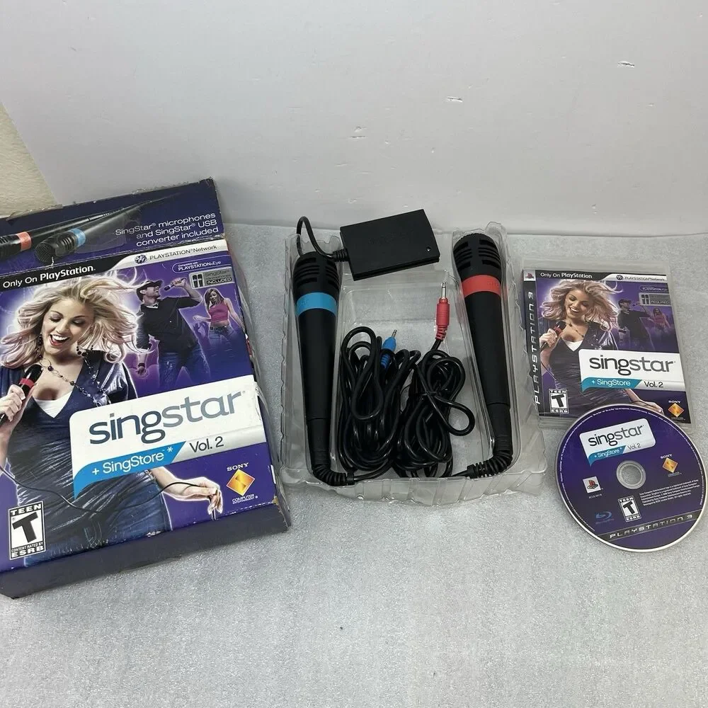 SINGSTAR Vol 2 Video Game W 2 Microphone & Dangle Complete Play Station 3 PS3